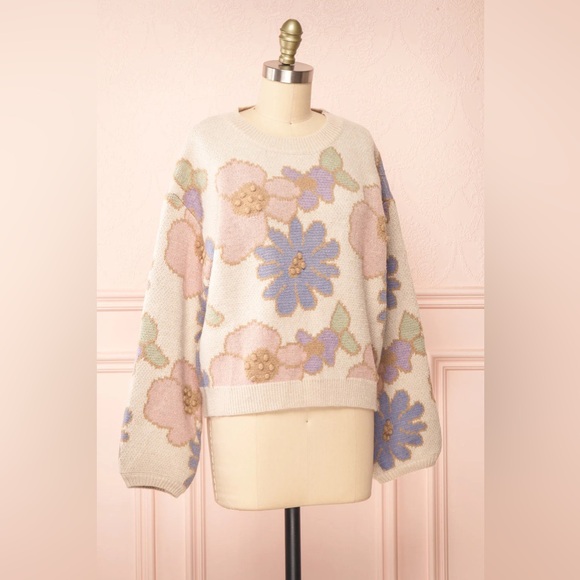Anthropologie Sweaters - Wrenn Beige Floral Patterned Knit Sweater